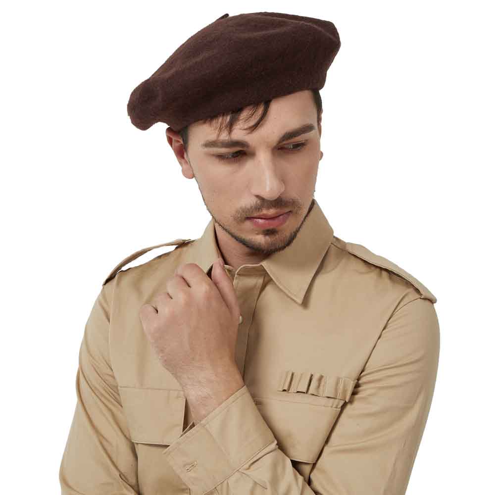 JH JOEJERRY Wool Beret Big French Artist Hat for Men Women Military Beret Coffee
